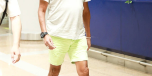 Fluorescent green shorts are fashionable and elegant (you dare to appear on stage if you wear a T-shirt)