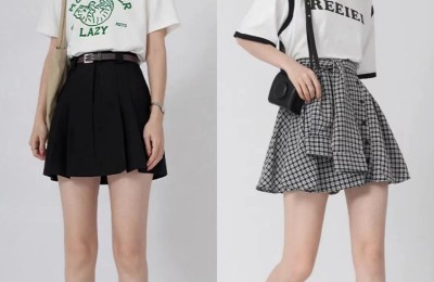 This summer is a popular way of wearing T-shirt + skirt (long skirts show off your temperament, short skirts are very playful)