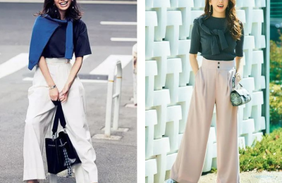 Learn how to wear a fashionable T-shirt + wide-leg pants this summer (each set has charm)